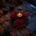 thumbnail image 4 of SLYNSHome Red Rose Berry Mini Candle Ring Wreath, Artificial Black Leaf Small Garland For Candle Table Mantel Indoor Fall Halloween Thanksgiving Farmhouse Tabletop Decor, 4 of 7