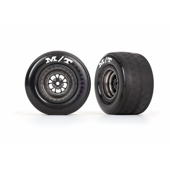 Traxxas 9475A Tires/Wheels, Weld Satin Black Chrome Wheels, Tires, Inserts, Rear (2)