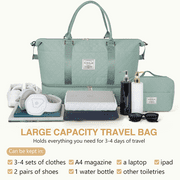 Travel Duffle Bag, Weekender Bags for Women with Shoe Compartment, Carry on Overnight Bag with Toiletry Bag and Shoes Bag, Gym Duffel Bag with Wet Pocket, Hospital Bags for Labor and Delivery, Blue