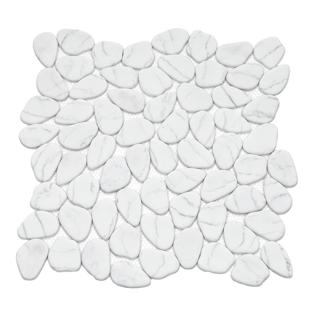 The Tile Life Recycled Cenote Pebble 13" x 13" Blanco Matte Glass Mosaic Tile Sample 1 Piece