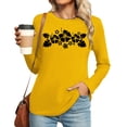 thumbnail image 4 of Telankuip Soft Comfortable T-Shirts for Womens Fashion Floral Printed Preppy Oversized Cute Graphic Crewneck Pullover Tops Long Sleeve Lightweight Thin Basic Casual Y2k Tees Yellow XL, 4 of 5