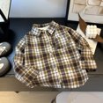 thumbnail image 4 of JUMEYU Toddler Shacket Winter Coats for Boys Kids Toddler Baby Boy Autumn Winter Plaid Long Sleeve Cardigan Jacket Clothes 3T 4T (Khaki,3-4 Years), 4 of 5