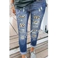 thumbnail image 1 of chicfine Women's Leopard Print Ripped Jeans, Leopard, 1 of 3