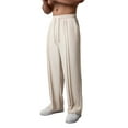 thumbnail image 5 of CFLVAEK Sweatpants for Men Open Bottom with Pockets Big and Tall Pleated Sweatpant Casual Drawstring High Waist Workout Pants Lightweight Wide Leg Trousers Beige L, 5 of 9