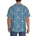 thumbnail image 3 of Fuzoiu Nautical Print Men's Casual Short,Men's Short Sleeve Shirt,Mens Casual Button Down Shirts,Cuban Collar Summer Shirt for Beach, Vacation, and Outdoor Activities-, 3 of 5