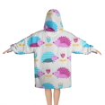 thumbnail image 2 of Cute Hedgehog and Flowers Blanket Hoodies for Kids 6-13YR Oversize Wearable Blanket Hoodies for Boys Girls Teens, 2 of 7