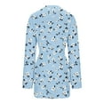 thumbnail image 3 of Womens Long Sleeve Bathrobe Lightweight Plus Size Floral Sleepwear Robe with Belt Casual Loose Ladies Loungewear Light Blue, L, 3 of 6