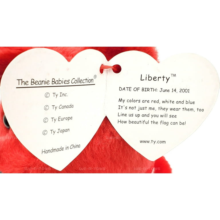 TY Beanie Baby - LIBERTY the Bear (Red Head Version) (8.5
