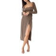 thumbnail image 4 of Txlixc Vestido de mujer, cuello cuadrado sólido, manga larga, vendaje de espalda abierta Txlixc  moda, 4 of 8