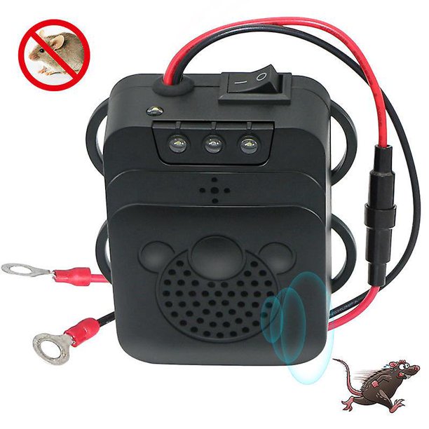 Paquete de 2 repelente de animales debajo del capó, repelente de ratas para coche, repelente de roedores, disuasivo ultrasónico de ratones para vehículos de 12v 24v, deshazte de los ratones en el coc