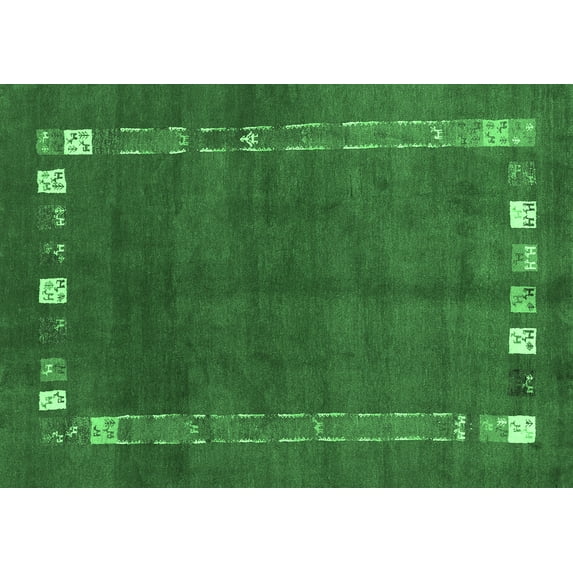 Ahgly Company Indoor Rectangle Abstract Emerald Green Contemporary Area Rugs, 2' x 3'