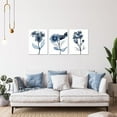 thumbnail image 2 of 3 Piece Canvas Wall Art Navy Flower Painting Art Prints Blue Floral With Butterfly Picture Artwork Modern Bedroom Bathroom Wall Decor Framed Ready to Hang Each Panel 12x16 Inches, 2 of 6