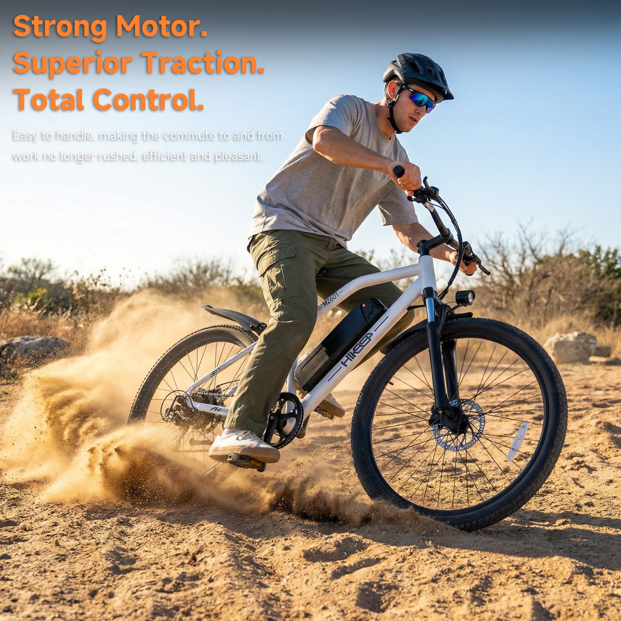 M2601 26" Electric Bike for Adults, 750W Peak Motor 48V Removable Battery Ebike, 7-Speed, Shock Absorption, 35 Miles Range, 20MPH Max Speed, Dual Disc Brakes, Orange