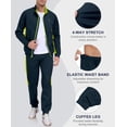 thumbnail image 4 of Men's 2Pc Full Zip Tracksuit, 4 Way Stretch Color Block Jogger with Zipper Pockets for Gym Running Blue Green M, 4 of 8