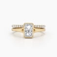 thumbnail image 3 of Jewelerix Yellow Gold Vermeil Radiant Cut Engagement Ring with Pave Wedding Band Set, Bezel Set Solitaire Bridal Set for Women, 3 of 6