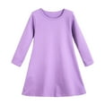 thumbnail image 2 of Girls Cotton Dresses Size 3-12 Toddlers Kids Casual Solid Color Long Sleeve Crewneck Pullover A-Line Comfort Going Out Loungewear Tshirts Dress, 2 of 8