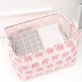 thumbnail image 3 of Shisuyan Panier de Rangement Carré Durable Boîte de Rangement en Toile Idyllique Organisateur Multifonction pour la Maison (Éléphant Rose), 3 of 8