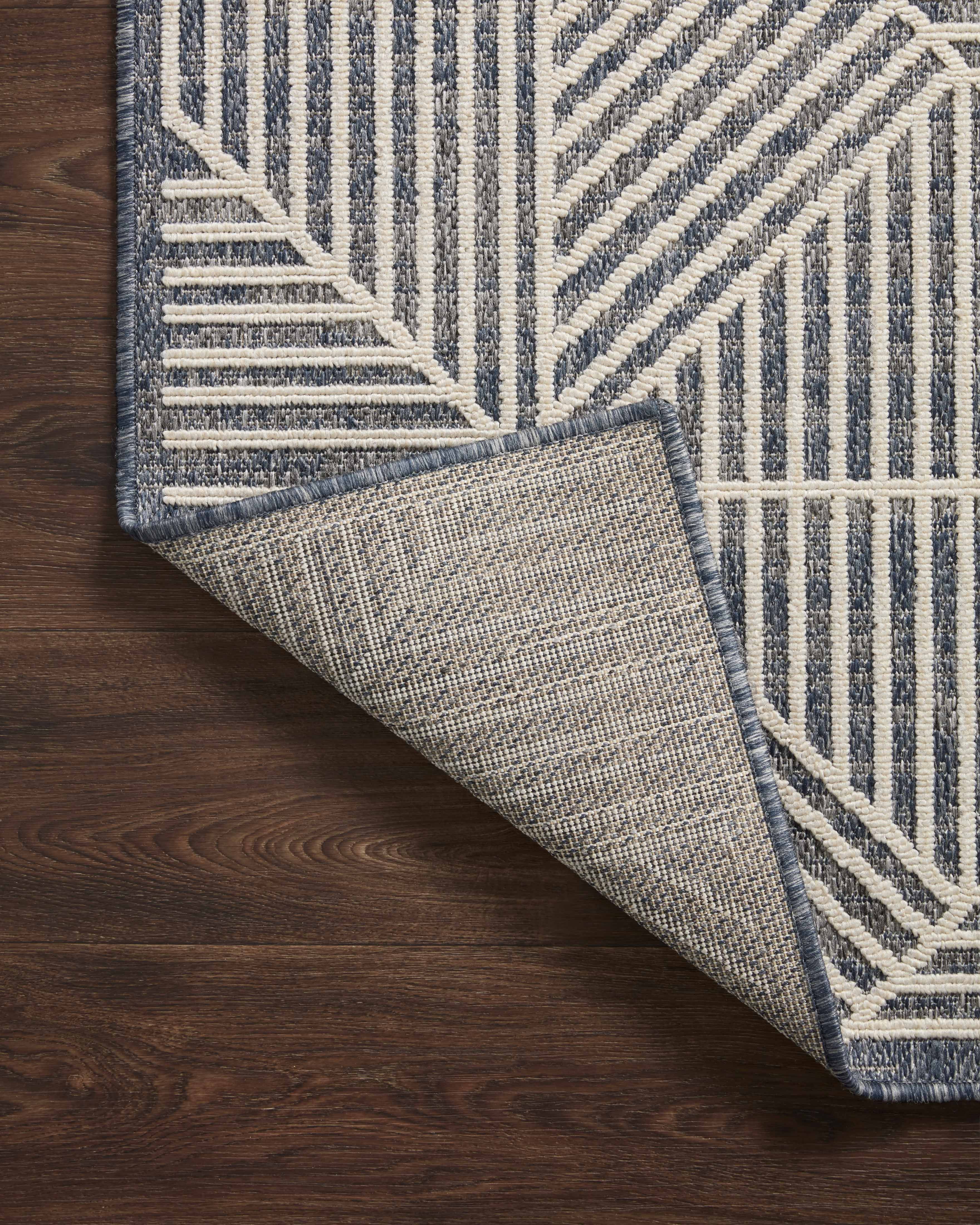 Indoor Outdoor Loloi Rainier Denim / Ivory 2'-3" x 7'-7" Runner Rug