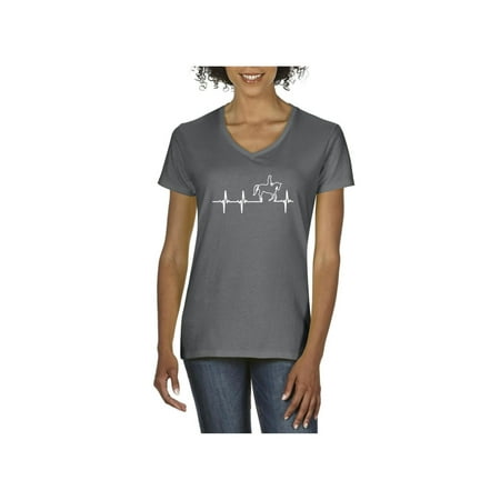 Horse Heartbeat Women's V-Neck T-Shirt Tee (Best Hippie Clothing Brands)