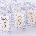 thumbnail image 6 of Efavormart 25 Pack White Blue Double Sided Paper Wedding Table Numbers with Chinoiserie Floral and Gold Foil Numbers Print, 7" Free Standing Table Sign Cards 1-25, 6 of 11