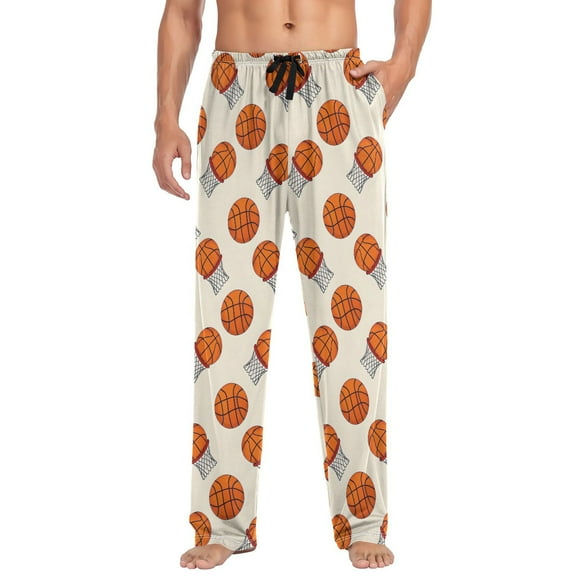 joogoo Men's Pajama Pants Basketball Soft Long Sleep Lounge Pjs Bottoms L