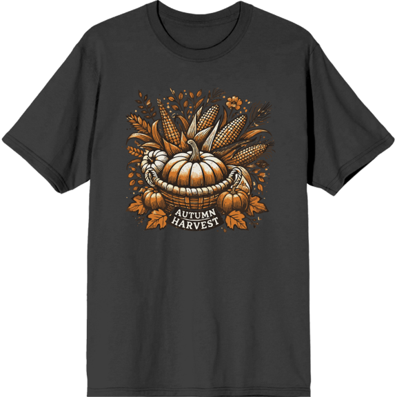 Autumn Harvest Adult Charcoal Crew Neck Short Sleeve Tee-Medium