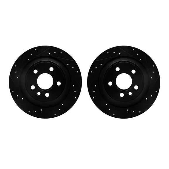 Dynamic Friction Company Rear Brake Rotors-Drilled and Slotted-Black 8002-11018