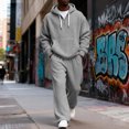 thumbnail image 3 of Havenx Mens Sweatsuits Sets Waffle Knit Quarter Zip Set Long Sleeve Drawstring Waist Hoodie and Sweatpants Wide Leg Running Sport Athletic Lounge Soft Active Outfit,Gray 2XL, 3 of 6