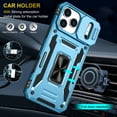 thumbnail image 7 of Armor Case for iPhone 17 Pro Max with Sliding Camera Cover & Kickstand, Heavy Duty Military Grade Protection Phone Case, Built-in 360° Rotate Ring Stand, Shockproof Full Body Rugged Case, Lightblue, 7 of 7
