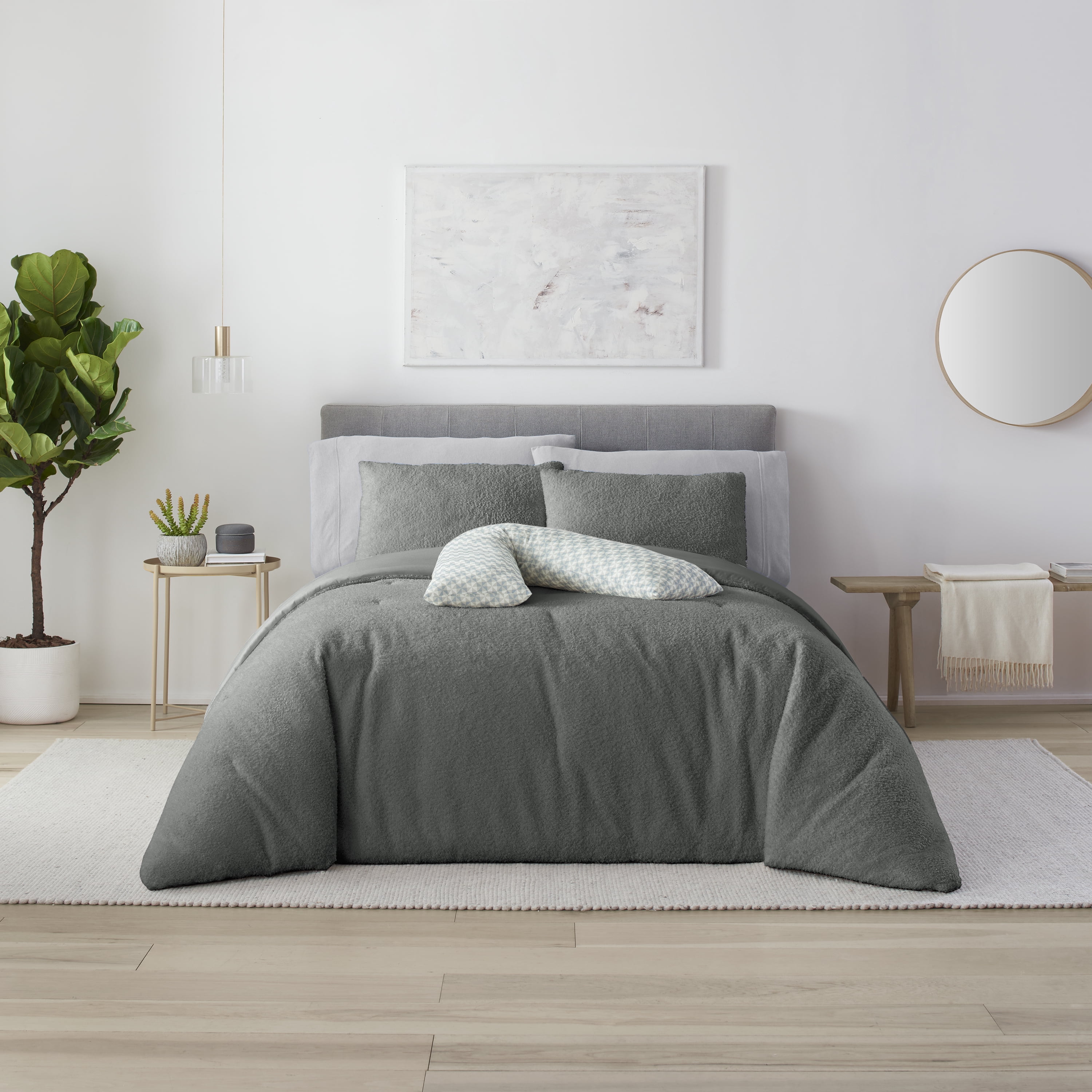 Vellux Heathered Jersey Knit Noma Everything Pillow, Blue