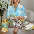 thumbnail image 6 of Salouo French Bulldog Sunflowers Bubbles Pattern Women's Pajamas Set Long Sleeve Button Down Sleepwear Soft Pj Lounge Sets for women 2 Piece Pjs Set with Long Pants-Large, 6 of 7