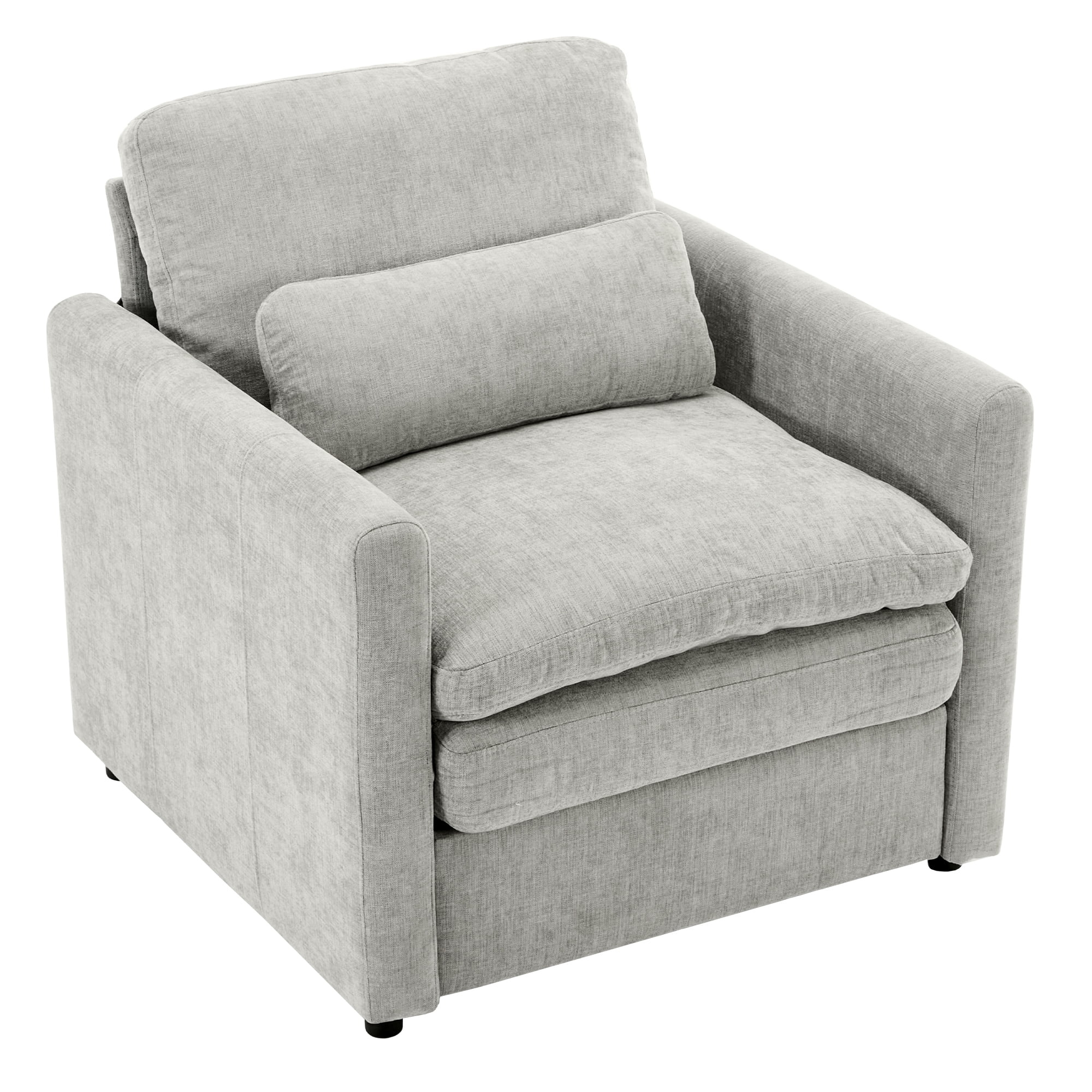 Leumius 31.9" Cozy Upholstered Armchair Oversized Comfy Cloud Sofa Double Cushion Single Sofa Plush Cushion Armchair for Living Room, Bedroom Light Grey