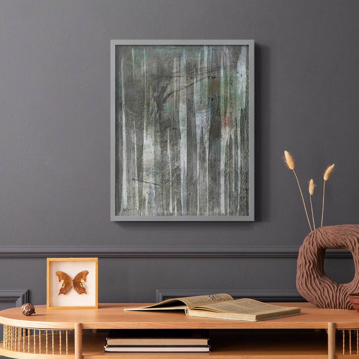 Birch Forest Abstracts II Framed Print in Gray Solid Wood Framed Print No Nail Hanging