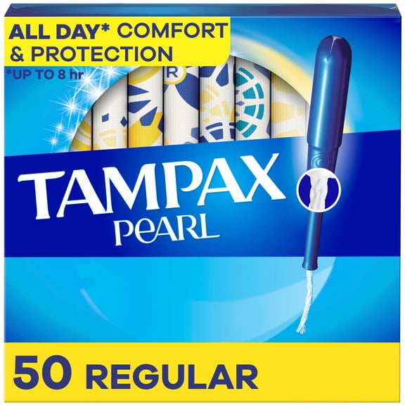 Tampax Pearl Tampons with LeakGuard Braid, Regular Absorbency, 50 Count