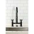 thumbnail image 3 of Kingston Brass GS1270BEX Essex Double-Handle 2-Hole Deck-Mount Pre-Rinse Bridge Kitchen Faucet in Matte Black, 3 of 8