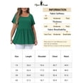 thumbnail image 6 of Agnes Orinda Women's Plus Size Rib Shirts Solid Peplum Tops Square Neck Babydoll Clothes Blouses 4X Green, 6 of 6