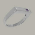thumbnail image 3 of LBG British Made 18k White Gold Natural Amethyst Mens Anniversary Ring - 33 size options - Size 6.75, 3 of 5