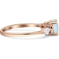 thumbnail image 6 of Three Stone Ring Kite Shape White Opal Rose Tone 925 Sterling Silver, Size 5, 6 of 7