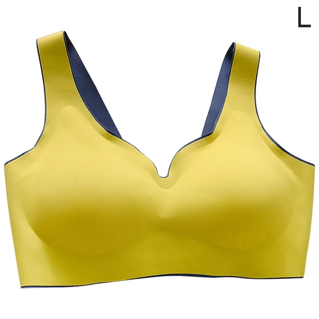 Sujetador sin costuras Sport Yoga Running Hacer subir Vest Underwire Soft Sleep Ropa interior de mujer, Amarillo, L Sweethay AP001300-14B