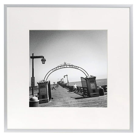 Metal Frame Art Golden State Art, Metal Wall Photo Frame Collection, 12x12 Aluminum Silver Photo Frame with Ivory Color Mat for 8x8 Picture and Real Glass ()