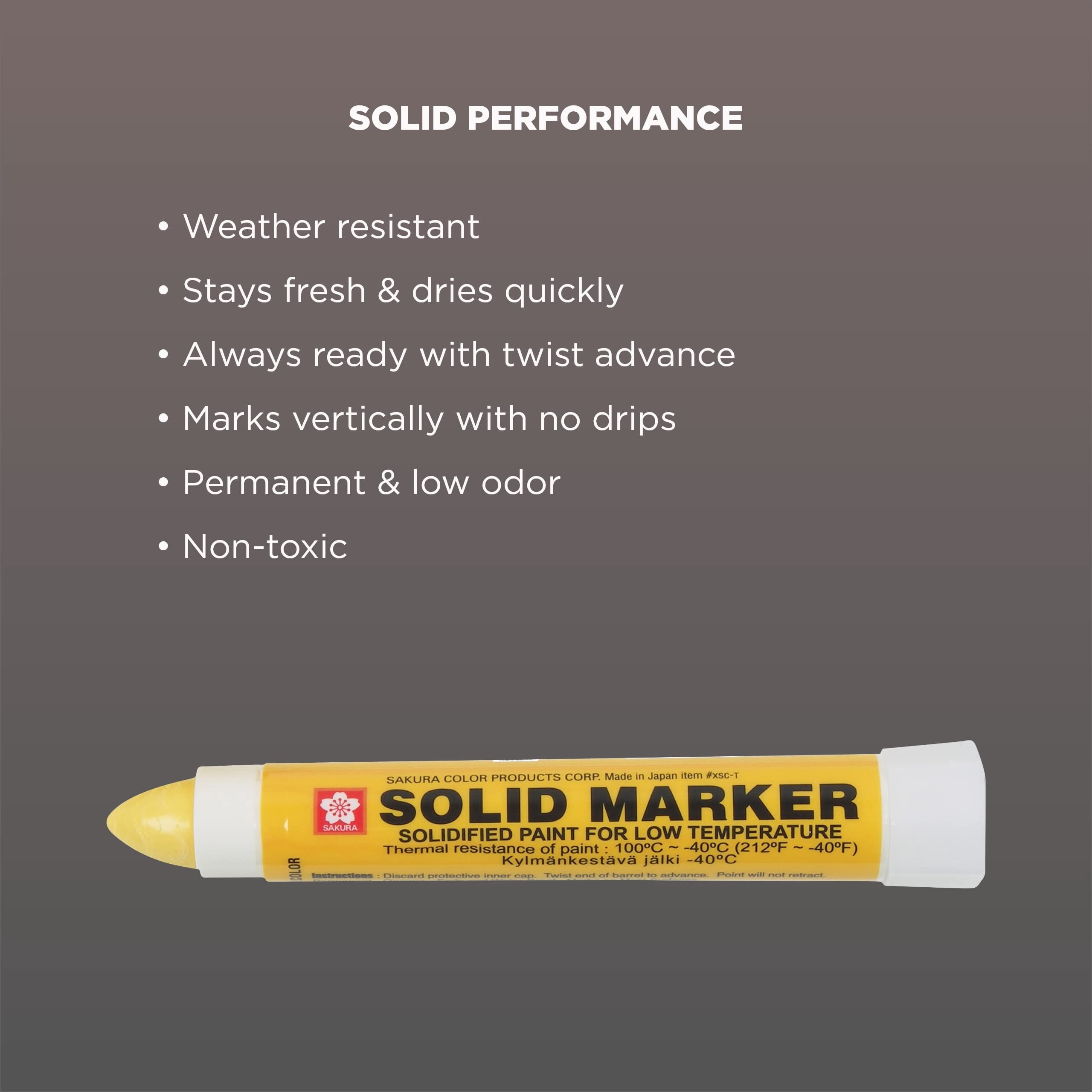 Sakura Solid Paint Markers - Permanent Marker Paint Pens - Window, Wood, & Glass Marker - Yellow Paint - 12 Pack
