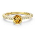 thumbnail image 3 of Gem Stone King 14K Two Tone Gold Yellow Citrine and Lab Grown Diamond Engagement Ring for Women | 0.96 Cttw | Round 6MM | Gemstone November Birthstone | Size 6, 3 of 6