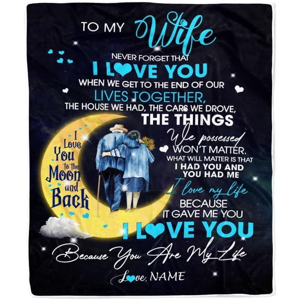 LHSHID Personalized to My Wife Blanket from Husband I Love You You are My Life Moon Wife Birthday Anniversary Valentines Day Christmas Customized Fleece Throw Blanket