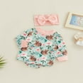 thumbnail image 3 of CNKOO Ensemble de Combinaisons pour Bébés Filles Imprimé Animal Manches Longues Col et Bandeau, 3 of 8