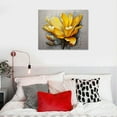 thumbnail image 4 of ONETECH Yellow Grey Flower Wall Art Abstract Gray Background Print on Canvas Home Decor Decal Pictures Poster for Bedroom Living Room Printed Painting Gifts Framed Ready to Hang -, 4 of 4