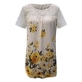 thumbnail image 4 of Pompotops Mode Femmes O-Cou Impression Décontractée Dentelle à Manches Courtes T-shirt Tops, 4 of 5
