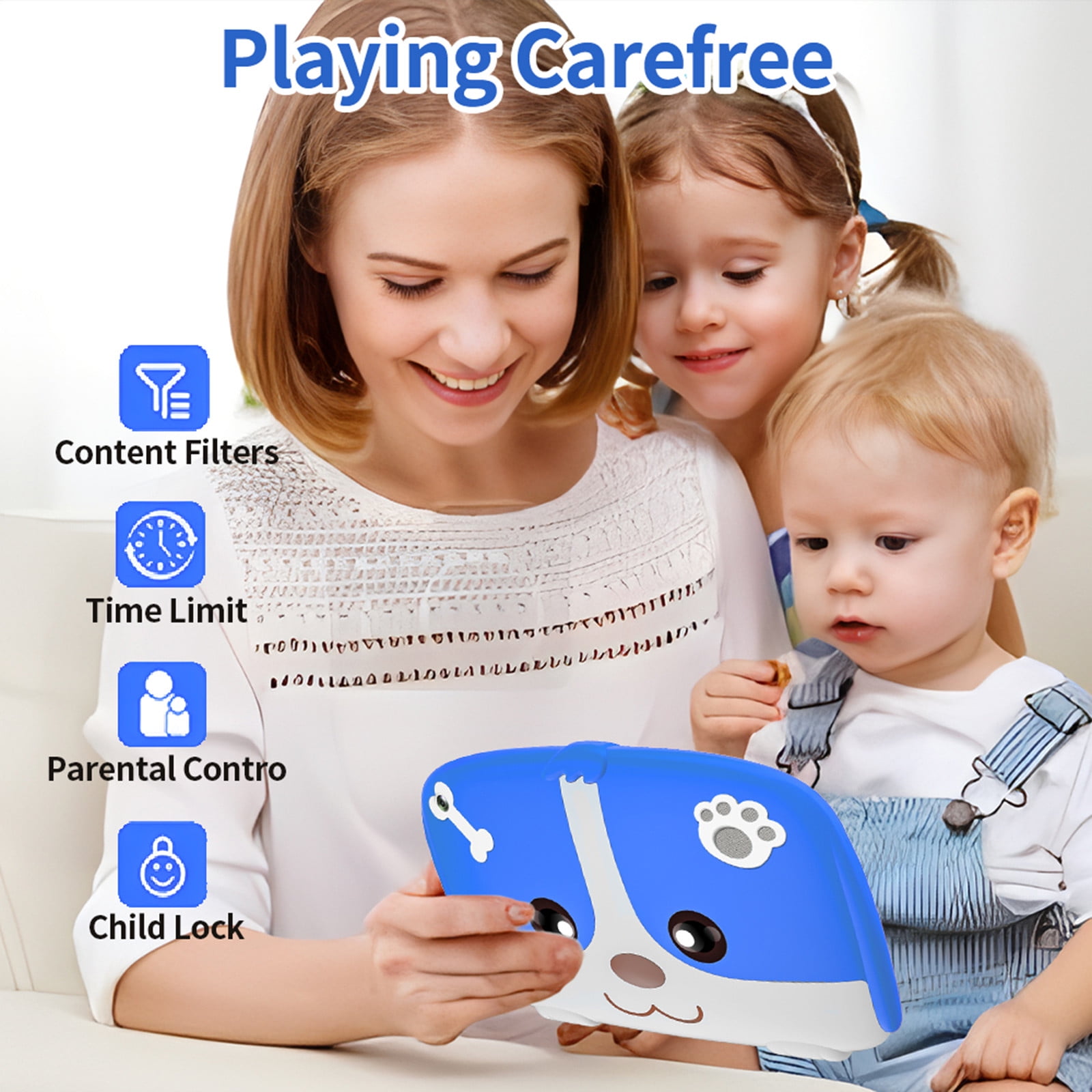 7-Inch Kids Tablet with Android 11, WiFi, Bluetooth, 2GB+32GB, 256GB Expandable, Parental Control, Dual Camera, 6000mAh Battery – Educational Learning Tablet Gift for Children