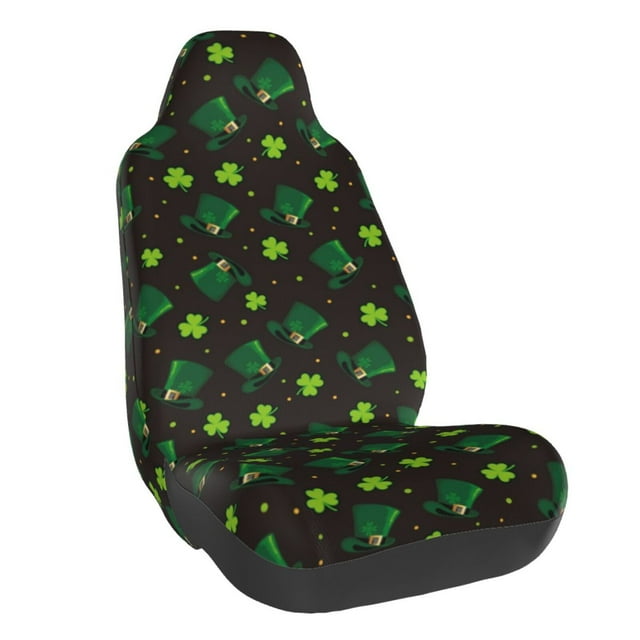 Wukai St. Patrick's Day8 Full Set Car Seat Covers with Soft Padding Universal Auto Front Seats Protector and Cushion Mat