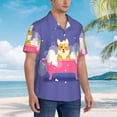thumbnail image 5 of Xecao Dog Washes in a Pink Bath print Hawaiian shirt - a stylish short-sleeve button-down for men, perfect for casual beach and tropical outings., 5 of 9