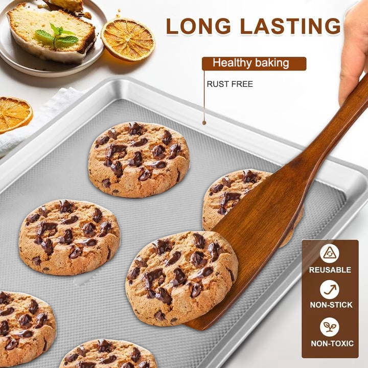 Bakdcore Baking Sheet Set of 3, Cookie Sheet Baking Sheet Pan, 18/15/13 Inch, Non Stick Heavy Duty Thick 0.8 Mm Baking Sheet, Stackable Design for Roasting, Baking & Toasting